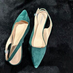 Green Suede Kitty Heel